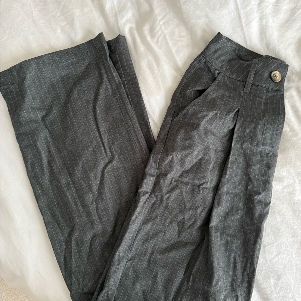 Womens Gray Pinstripe Pants
